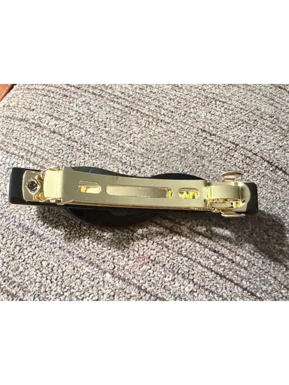Elegant Black Hair Claw Clip with Rhinestones, Blush Baguette Crystals, and Faux